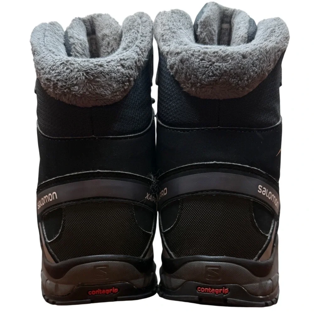 Salomon XA Pro CS Waterproof Winter Boots Faux Fur Lined Black Orange Mens 5.5